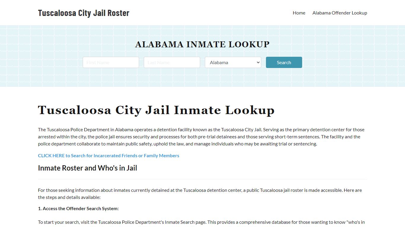 Tuscaloosa Police Department & City Jail, AL Inmate Roster, Arrests ...