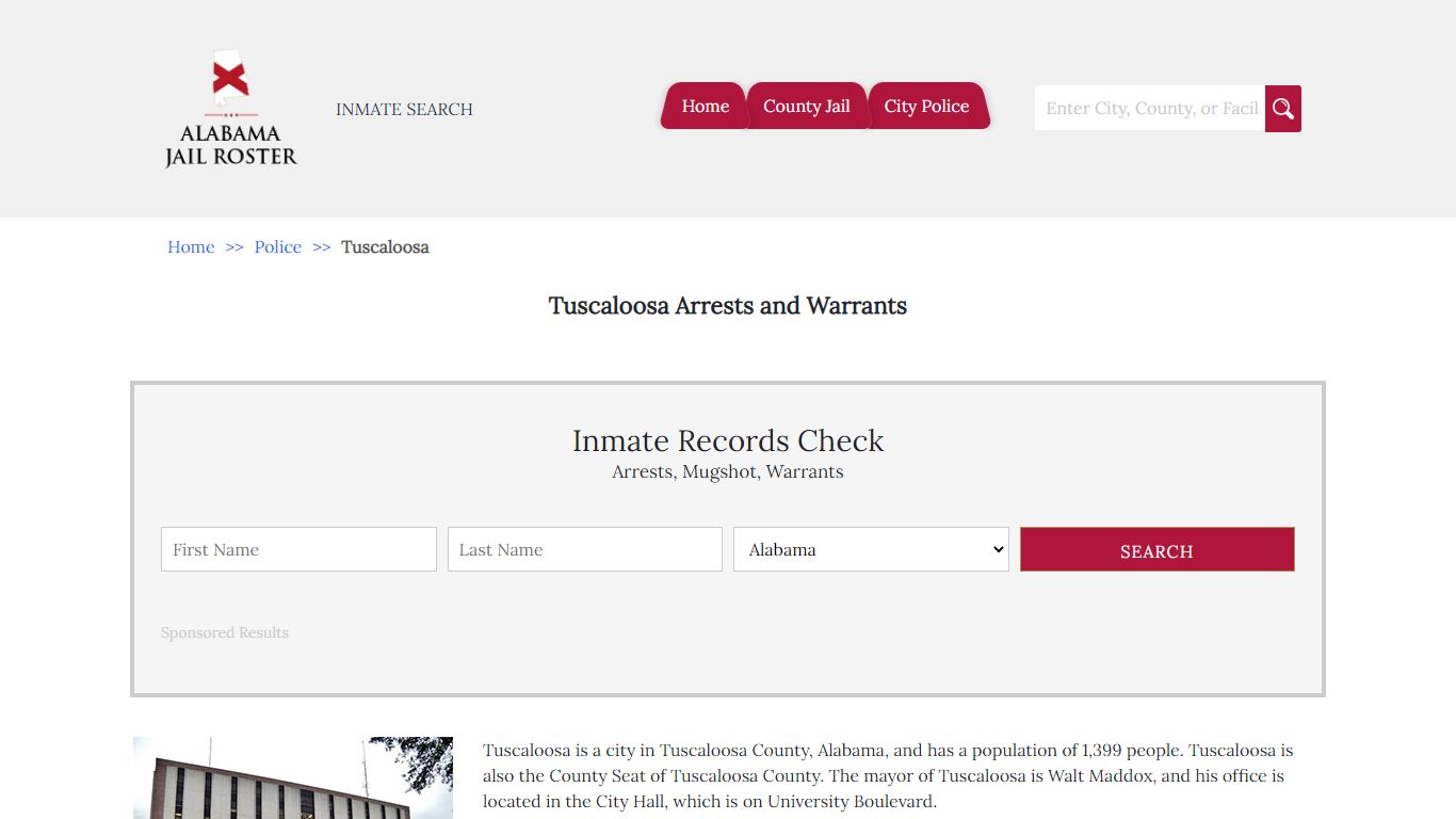 Tuscaloosa Arrests and Warrants | Alabama Jail Inmate Search